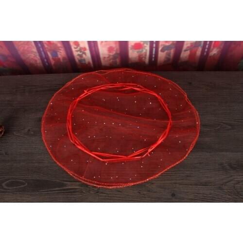 50pcs diameter 40cm red Round Organza Bag Drawstring jewelry packaging bags for Wedding/gift/food/candy/Christmas Yarn bag