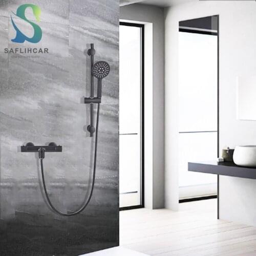 Matte Black Bathroom Bathtub Faucet Simple Shower Faucet With Lifting Rod Wall-mounted Hot and Cold Bathroom Bathtub Faucet