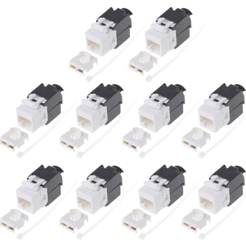 10pcs Gigabit RJ45 CAT6 Keystone Jacks Modules Tool-free Connection Cable adapte