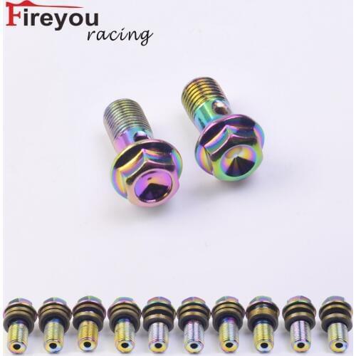 Fireyouracing Motorcycle Brake Hose Bolts Hydraulic Clutch Pump Master Cylinder Banjo Screw Oil Output Bolts Nuts M10 Colorfuls