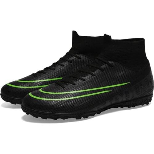 Mens Soccer Shoes High Ankle Cleats Teenager Breathable Sneakers Grass Training FG / TF Size 35-45 Kids Antiskid Football Boots