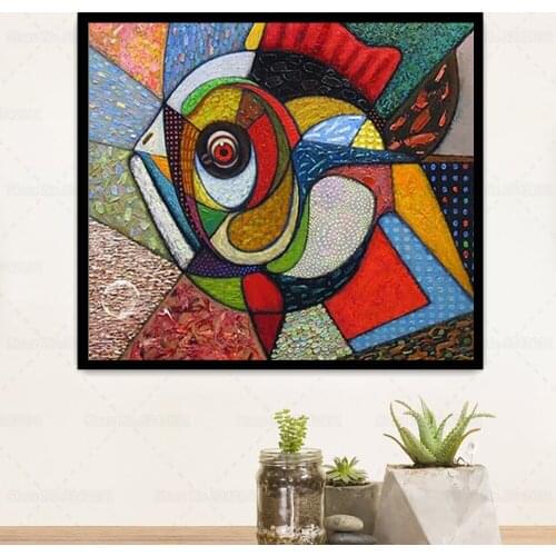Modern Art Abstract Fish 5D Full Drill Diamond Painting Cartoon Fish Painting Embroidery Resin Cross Stitch Kit Home Decoration