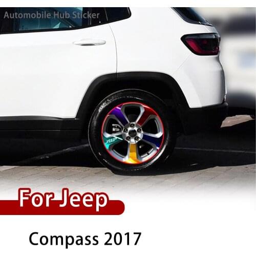For Jeep Compass 2017 Wheel Hub Tire Rim Sticker Decoration Cover Trim Carbon fiber pattern Car Exteroir Accessories Styling