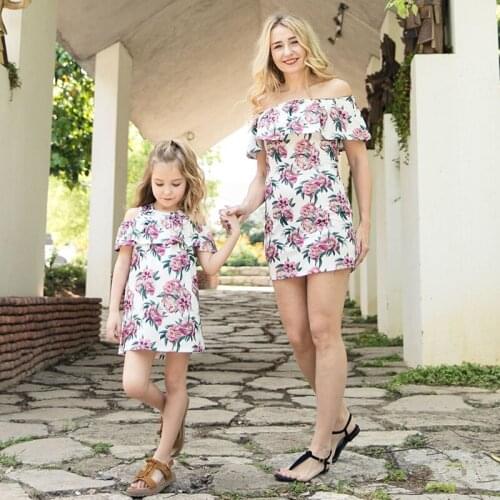 Mothers Day Gift Baby Girl Pajamas Clothes 2021Summer Strapless Slim Mini Skirt Matching Outfits Mom Daughter Kids Fashion Dress