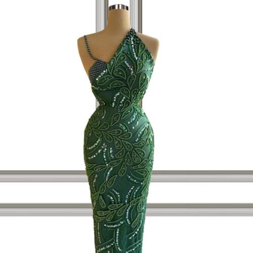 Beaded Green Sheath abiti da cerimonia Sequins Pearls vestidos formales Long Formal Dress Free Customized FOE31111