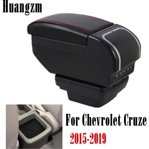 Armrest For Chevrolet Cruze 2015-2017 Double layer PU Leather central Store content Storage box with Ashtray USB Charging Cup ho