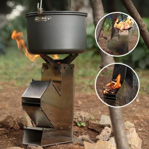 Stainless Steel Outdoor Survival Camping Hiking Portable Firewood Stove Furnace Outdoor Camping Folding Wood Stove