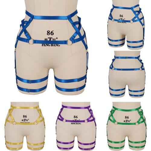 Pentagram Suspender Belt Punk Clothes Full Body Underwear Sexy Lingerie Harness Bondage Thigh Bands Wedding Garter Rave Outfit