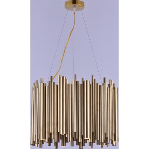 Postmodern rectangular metal tube plating creative pendant light Nordic personality villa living room dining room bedroom lamps