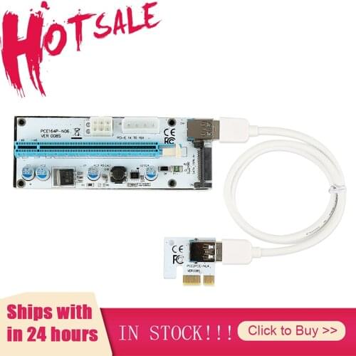 VER008S PCI-E Riser Card PCI Express PCIE 1x To 16x Adapter Extender 0.6M USB 3.0 Cable 15Pin SATA 4Pin 6Pin Power Cord