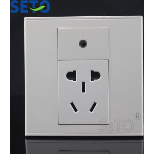 SeTo 86 Type 3.5mm Earphone + Five Hole Power Socket Wall Plate Socket Keystone Faceplate