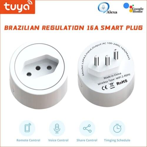 Smart Wifi Plug Brazil 16A With Power Monitor Function Smart Life App Remote Control Socket Outlet Works With Alexa Google Home