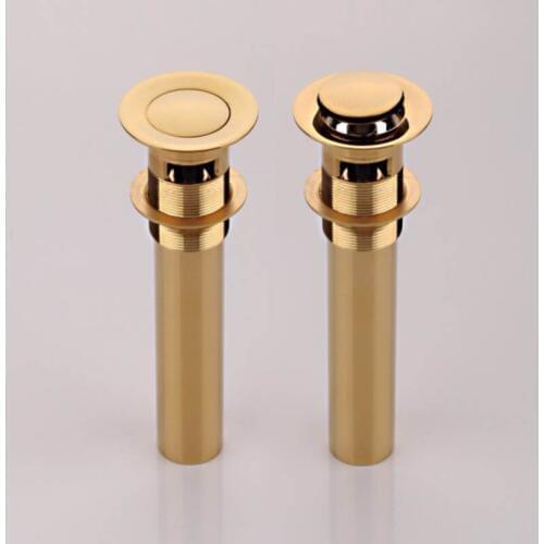 Bathroom Sink Drainer Brass Push Dwon Pop-up Golden Color Overflow Hole Basin Parts Faucet AccessoriesPJXSQ003G-Y