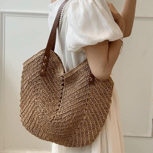 Straw Women Handbags Large Capacity Shoulder Bag Female Vintage Casual Tote Bags for Girls Summer Sandy Beach Bag Travel Sac New