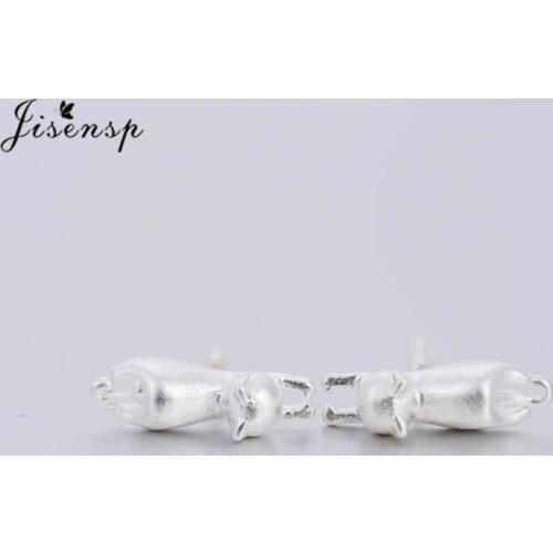 Jisensp 925 Sterling Silver Animal Earrings Delicate Cute Cat Kitty Stud Earrings for Women Girls Best Gift brincos oorbellen