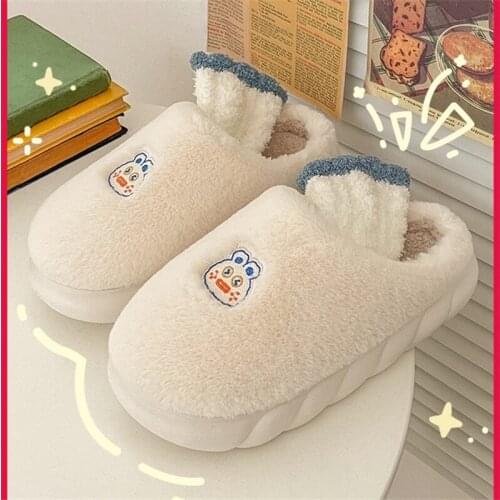 Women Winter Home Slippers Cartoon Shoes Non-Slip Soft Winter Warm House Slippers Indoor Bedroom Lovers Couples Floor Shoes