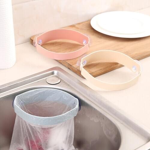Trash Rack 1 Pc Foldable Kitchen Sink Trash Rack Strong Sucker Garbage Bag Holder Trash Bracket Plastic Sink Clip-on