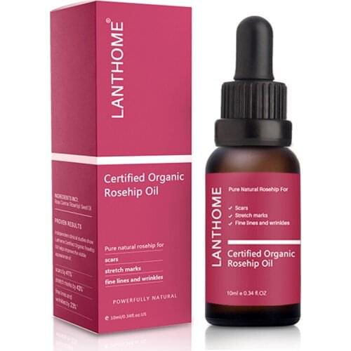 10ml Rosehip Oil Certified Organic Cold Pressed Pure Skin Care Oil Scars Fading Hydrate Skin Fine Lines Wrinkles Anti Aging