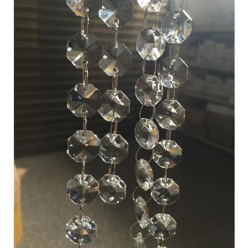 100Meters/Lot 18mm crystal octagon bead chain crystal glass garland strands for Wedding & Christmas party event Decoration