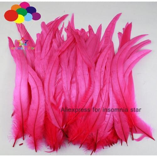 100pcs 20-45cm/8-18inch rose red Beautiful Rooster tail feathers Chicken feathers cock tail feather Rooster Tail Feathers