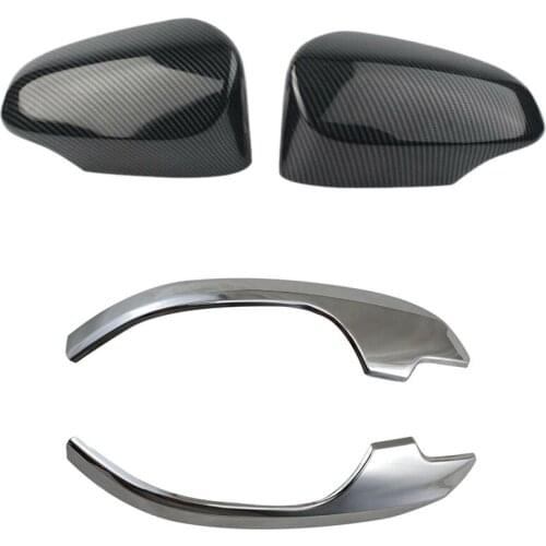 2X Carbon Fiber Side Rear View Mirror Cover Trim For Toyota Corolla 2014-18 & 2X Door Rearview Mirror Trim Cover Sticker
