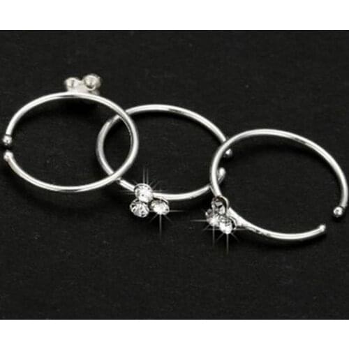 2021 New Fashion Cool Sexy 1Pc Stainless Steel Nose Ring Rhinestone Bone Stud Body Piercing Jewelry Gift Party