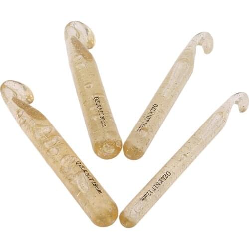 4Pcs Large Size Crochet Hook Plastic Transparent 15cm Long Crochet Carpet Needle Knitting Needles Thick Wool Tool