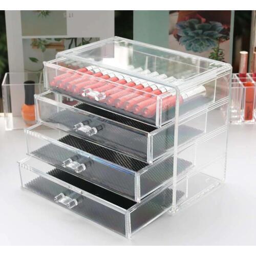 Acrylic transparent Makeup Organizer Storage Boxes Make Up Organizer For Cosmetics Brush Organizer home Storage Drawer Set