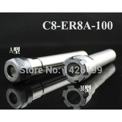 Free Shipping C8 ER8 A 100L Collet Chuck Holder 100MM Extension Straight Shank for ER8 Collet with ER8A Nut
