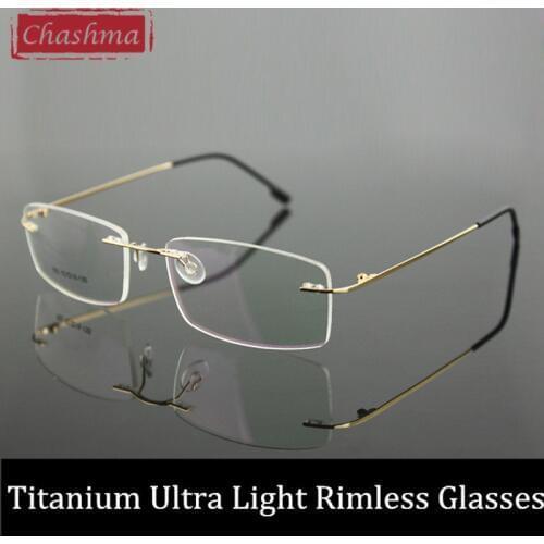 Chashma Women and Men Prescription Spectacles Light Rimless Optical Glasses Frame with Clear Lenses