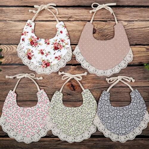 Floral Vintage Newborn Double Side Bibs Boys Girls Props Bandana Countryside Saliva Towel 85DE