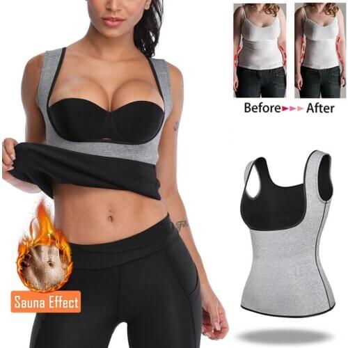 Women Sauna Sweat Vest Weight Loss Shapewear Waist Trainer Tummy Slimming Sheath Workout Body Shaper Corset Fitness Slim Top