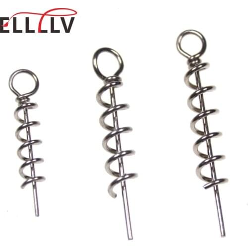Elllv 30pcs 35/45/50mm Stainless Steel Soft Lure Spring Lock Pin Fishing Crank Hook Screw Bait Connector Tackle Accessories