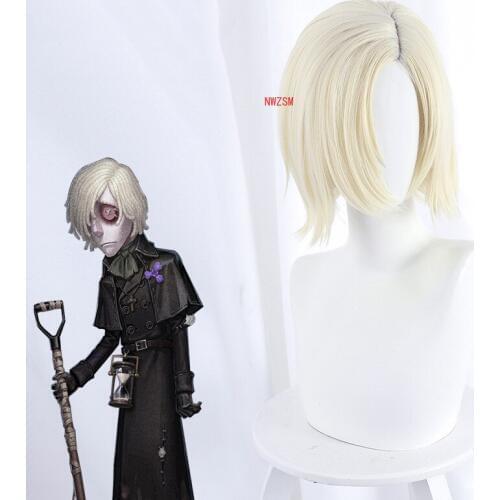 Hot Game Identity V Tomb Keeper Andrew Kress Cospaly Wigs Light Gold Short Synthetic Hair Halloween Party Carnival Costume Wig