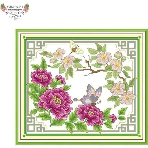 Joy Sunday H422 Free Shipping 14CT 11CT Stamped and Counted Home Decoration Butterflies On Flowers Embroidery Cross Stitch