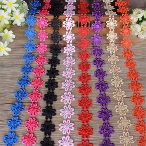 5 yards 2.5 cm Polyester Lace Trims Ribbon for Dress Costumes Trimmings Applique DIY Sewing Lace Fabric