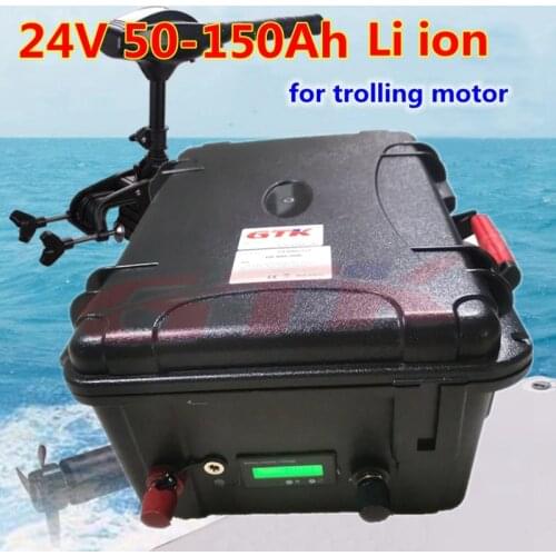 Waterproof ip67 24V 50Ah 60Ah 80Ah 100Ah 120Ah 150Ah Lithium ion battery with BMS for trolling motor solar system+10A Charger