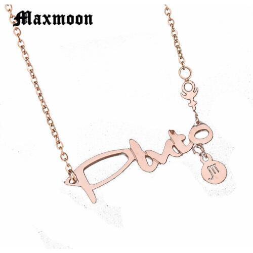 Maxmoon Jewelry stainless steel necklace for women man constellation Scorpio Pendant horoscope Choker necklaces