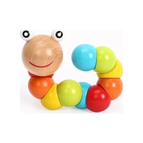 Montessori Finger Toys Changeable Shape Worm Wood Twist Puppet Caterpillar Kids Colorful Cognition Playmate Fun Educational Gift