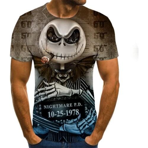 Mens Skull pumpkin lantern T shirts Fashion Summer Short Sleeve Ghost Rider Cool T-shirt 3D Skull Print Tops Skull Tshirt Men