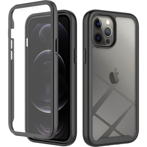 Soft TPU Hard PC + PET Front Film Protective Case For iPhone 12 Mini 11 Pro Xs Max XR X 6 7 8Plus Transparent Acrylic Back Cover