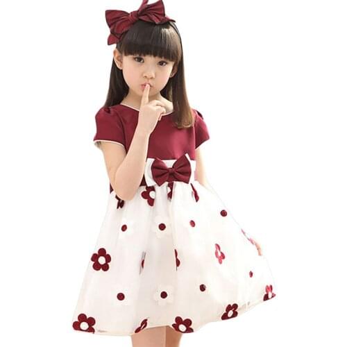 New Floral Dress For Girls Summer Mesh Girls Dress Bow Kids Clothes Childrens Dress Spring Teen Girls Clothing 6 8 12 Years