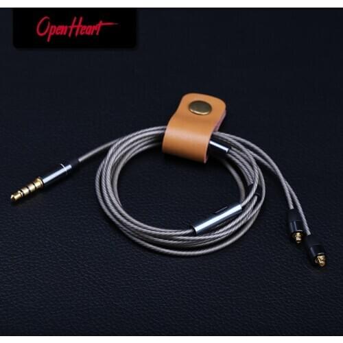 OPENHEART Original MMCX Cable for Earphones Upgrade Replacement Cables with Remote Mic Play pause Control Silver-plated Copper