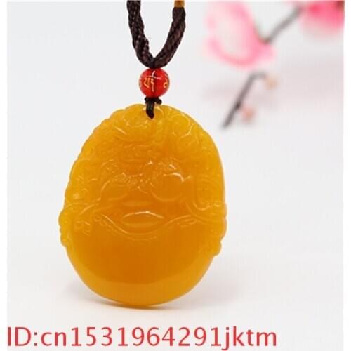 Gifts Fashion Amulet Natural Jade Dragon Pendant Necklace Women Hand Chinese Men Carved Charm Yellow for Jadeite Jewelry Pixiu