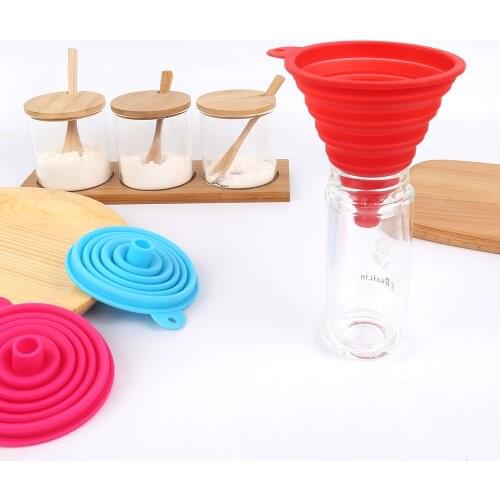 Portable Folding Funnel Silicone Collapsible Funnels Foldable Food Grade Funnel Liquid Dispensing Tools Household Kitchen Tools