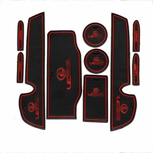 For LEXUS IS250 10pcs Non-slip Interior Door Cup Holder Rubber Mats Red Line