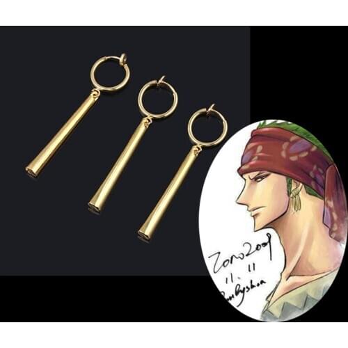 RJ Japanese Anime One Piece Sauron Cosplay Earrings ZORO Clip Earrings Accessories Jewelry for Women Men Christmas Gift