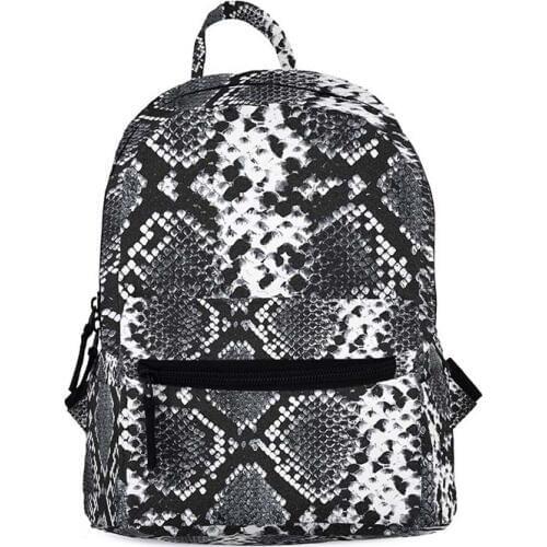 10PCS / LOT New Snakeskin Pattern Mini Backpack 3D Printing Serpentine Backpack Women Travel Small Back Pack