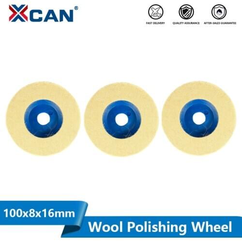 XCAN 4 Inch 100mm Wool Polishing Wheel Buffing Pads 3pcs Angle Grinder Wheel Felt Polishing Disc for Metal Marble Glass Ceramics