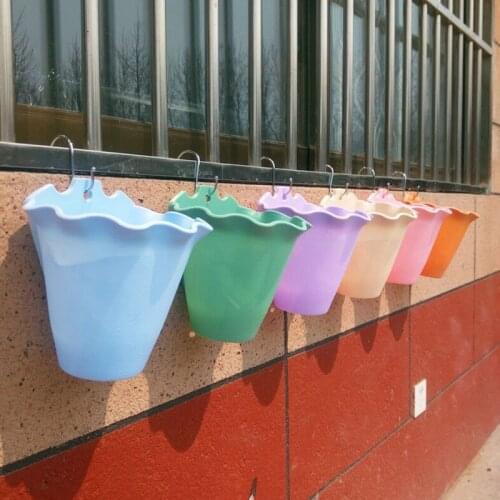 Create Colorful anti-theft network Flower Bucket Plant Holder Basket Hanging Flower Pots Home Garden Decoration Planters
